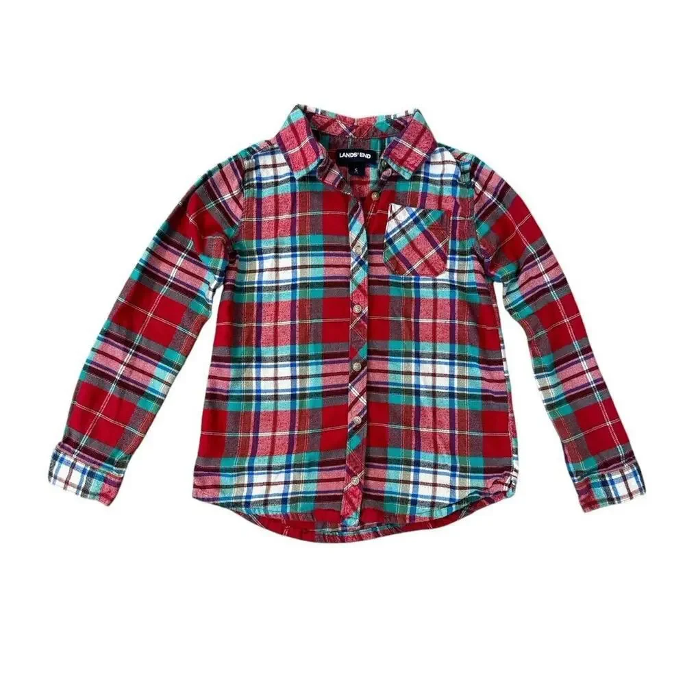 GREEN DAY 90s Punk Rock Retro Vintage Upcycled Plaid Flannel Kids Shirt Sz 7/8 S - Picture 4 of 11